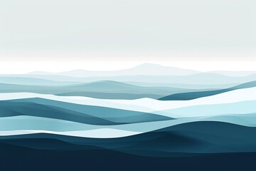 Fototapeta premium A serene abstract landscape featuring smooth, flowing waves in various shades of blue, evoking calmness and tranquility.