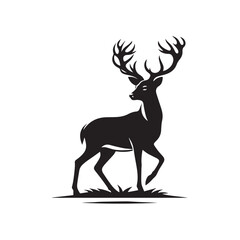 Obraz premium Elegant Black and White Silhouette of a Majestic Deer