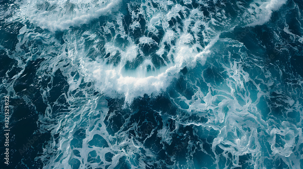 Poster aerial view of churning ocean waves