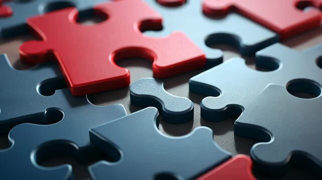 3D jigsaw puzzle pieces symbol of teamwork. Problem-solving, business challenge in 3d hand of connection jigsaw puzzle, partnership success. 3d teamwork puzzle success icon vector render