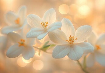 Close-up Spring Flowers with Bokeh Background in Warm Light