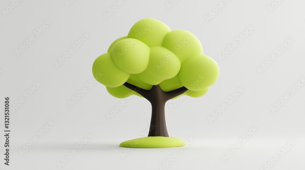 Poster 3d isolated playdough tree icon on empty background