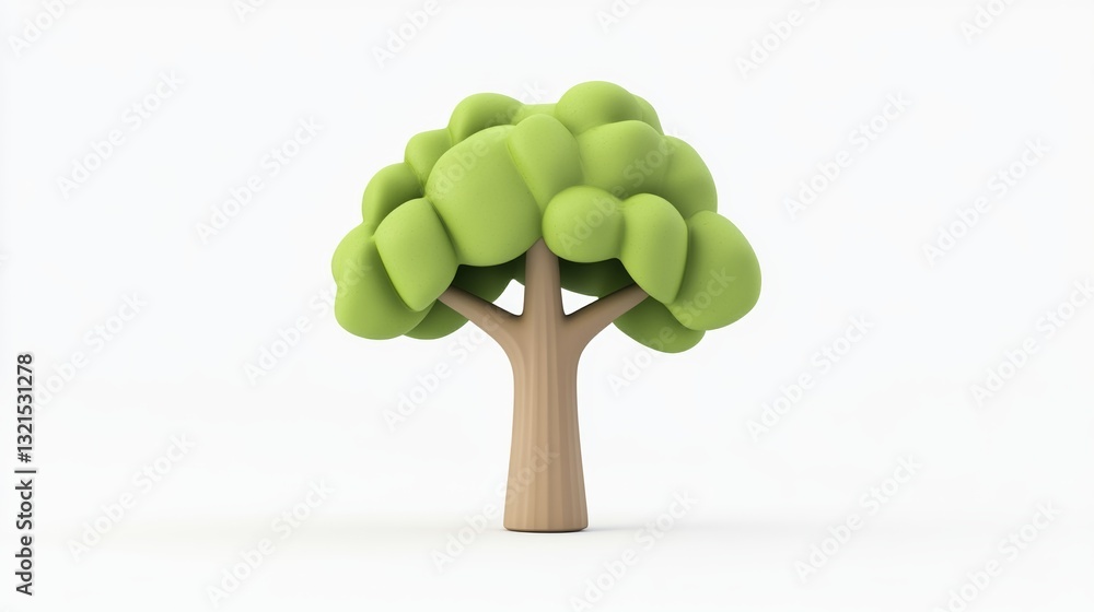Poster isolated 3d playdough tree icon on empty background