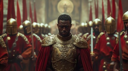 African King in Golden Armor: A Majestic Portrait