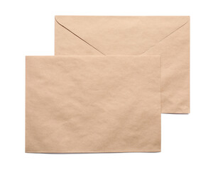 Envelopes isolated on white, top view. Mockup for design