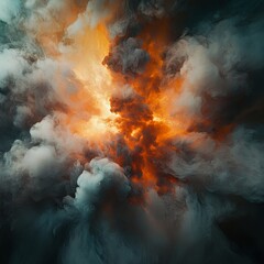 Real smoke exploding outwards with center space. Dramatic smoke or fog effect for spooky Halloween background or wallpaper.