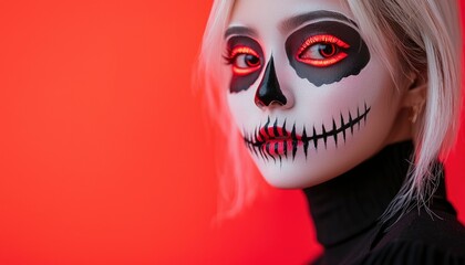 Woman with skull makeup