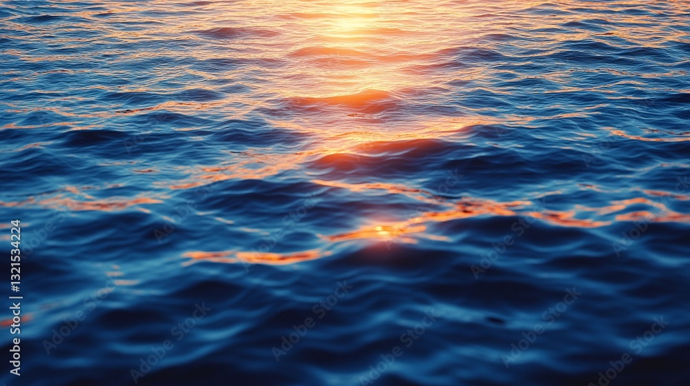 Poster golden hour reflections dancing on gentle ocean waves creating abstract patterns