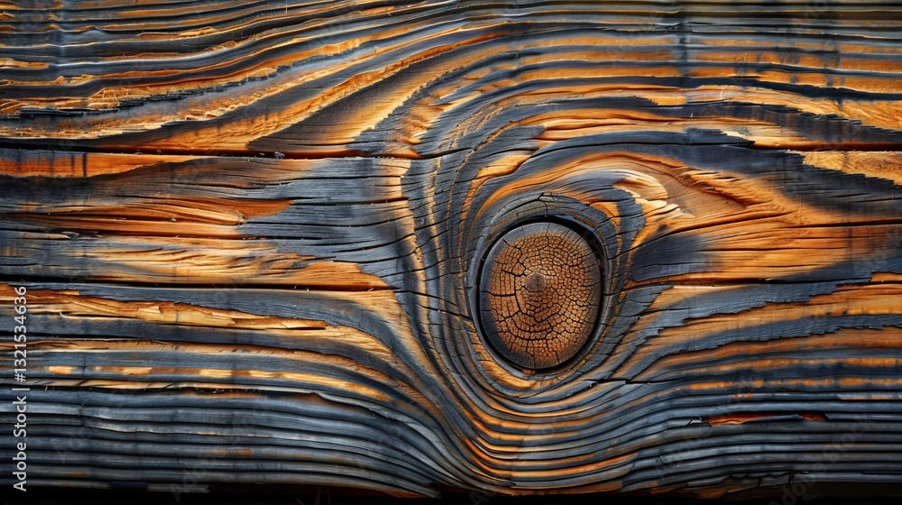 Aufkleber close-up view highlights the intricate patterns and textures of weathered wood. the swirling lines a