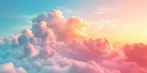 Colorful clouds illuminate the sky at sunrise creating a serene morning atmosphere with shades of pink and blue