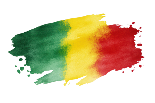 flag of mali in watercolor spot style isolated on white or transparent png