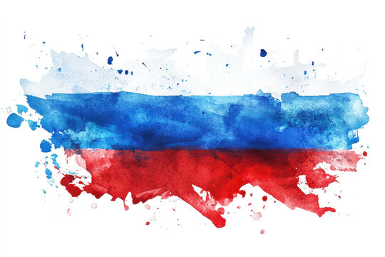 flag of russia watercolor splash isolated on white or transparent png