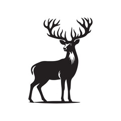 Elegant Black and White Silhouette of a Majestic Deer