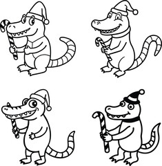 A cute alligator Coloring Page line art 