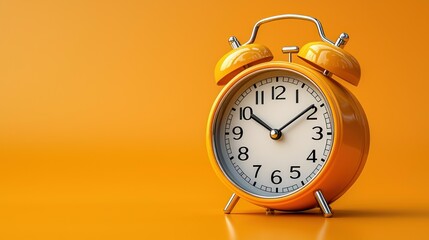 Retro alarm clock on orange background