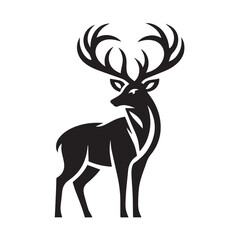 Elegant Black and White Silhouette of a Majestic Deer
