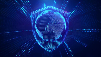 Obraz premium digital world map with binary code for security