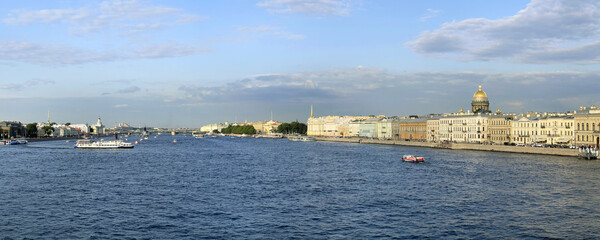 View of the Neva River in the center of St. Petersburg, Russia