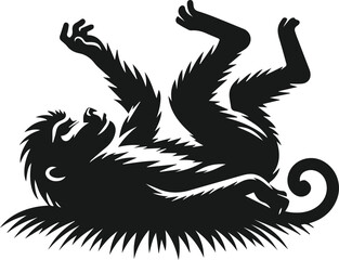 Naklejka premium Baboon rolling over playfully animal vector
