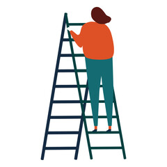 ladder step ladder height woman flat raise.