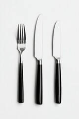 Black handled cutlery set