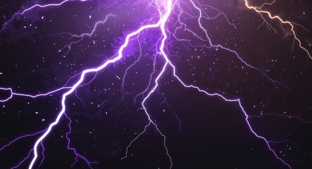 Abstract purple brown lightning sparks anime on plain dark black background illustration