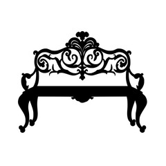 Baroque Dining bench, furniture vector art, interior design