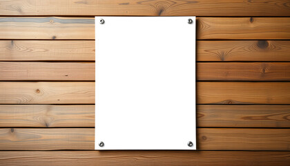 Naklejka premium Blank flyer poster on wooden background to replace your design, comic art. White tone