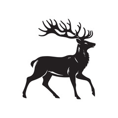 Fototapeta premium Elegant Black and White Silhouette of a Majestic Deer