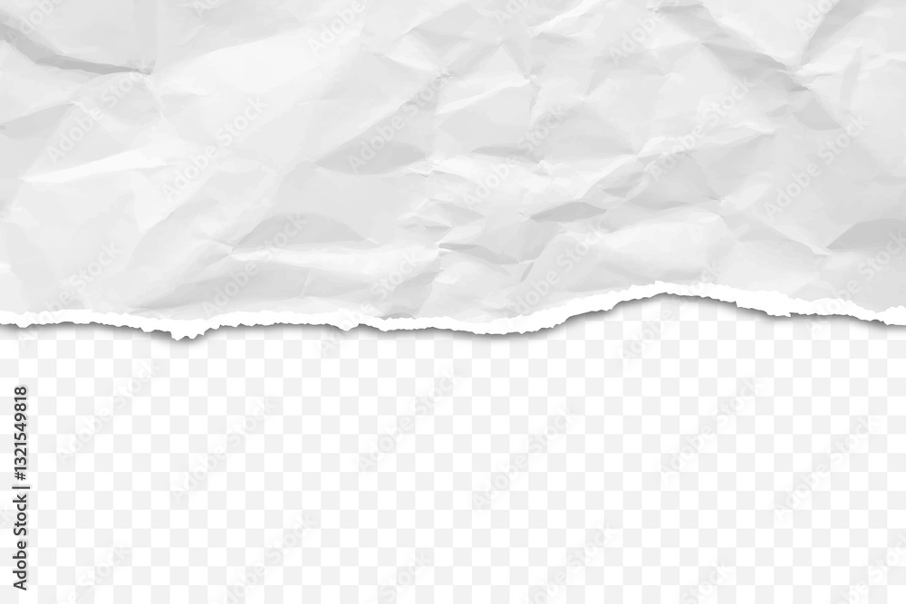 Poster torn paper banner with realistic paper texture. crumpled ripped sheet with shadow and transparent ba