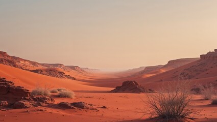 Mars like red desert landscape during daytime
