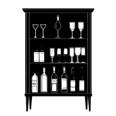 Fototapeta premium Eclectic Wine cabinet, furniture vector art, interior design