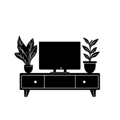Mediterranean Media console, furniture vector art, interior design