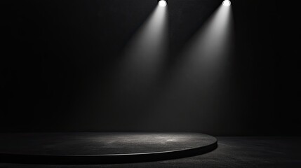 High-quality black background with dramatic spot lighting and bold shadow effects for premium product showcase
