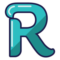 curly r glossy alphabet.