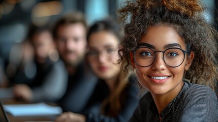 Obraz premium Diverse Group of Professionals Engaged in Collaborative Work at Modern Office Space