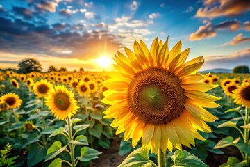 Fototapeta premium Sunflower Field - Bright Summer Day