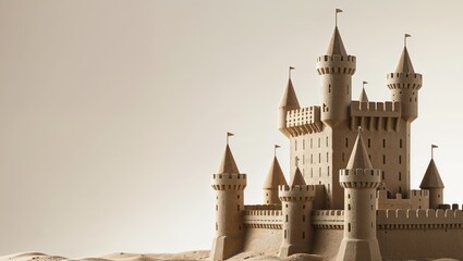 Obraz premium Intricate Sandcastle Model of a Medieval Fortress