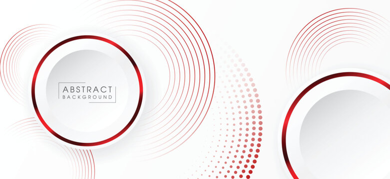 Abstract white background with red circle lines. Digital future technology concept. vector illustration.