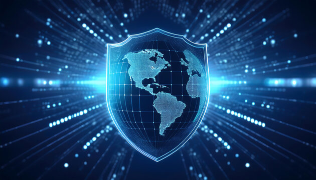 digital world map with binary code for security - Powered by Adobe
