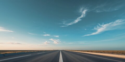 Asphalt Road Blue Sky Horizon Empty Road Summer Travel Transportation