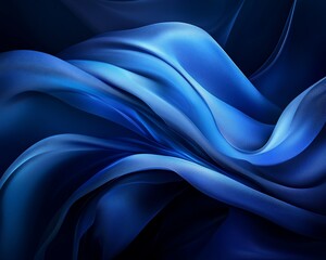 Obraz premium Dynamic blue fabric drapes, abstract background