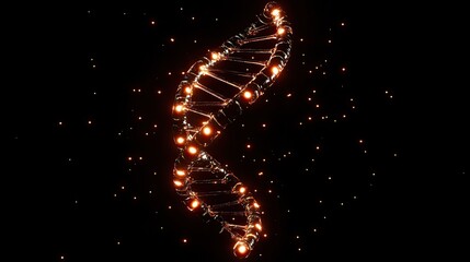 Obraz premium Luminous DNA strand with futuristic light particles, symbolizing innovation in healthcare