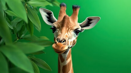 Obraz premium Curious Giraffe Portrait Among Lush Green Bamboo