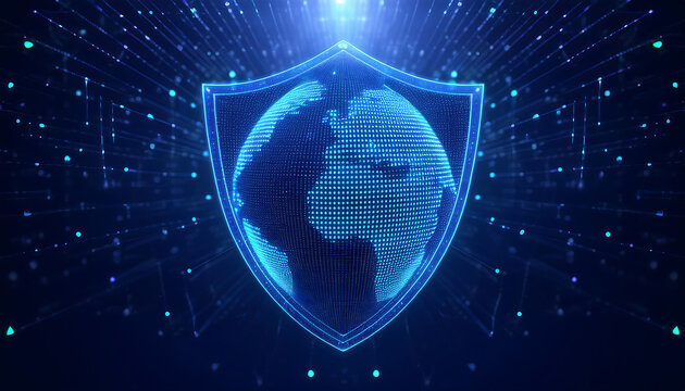 digital world map with binary code for security - Powered by Adobe