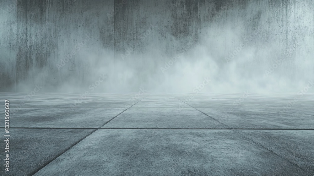 Poster minimalist empty concrete surface with drifting mist, perfect for a moody backdrop