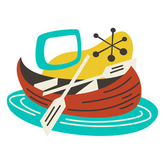 boat canoe retro transport vehicle.