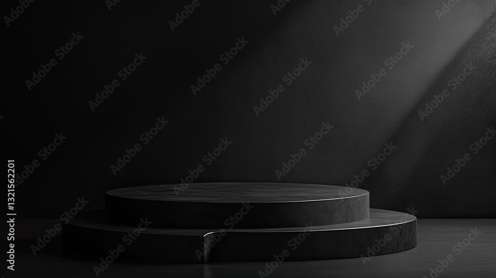 Aufkleber moody black studio background with diffused rim lighting and shadow depth for artistic product visua