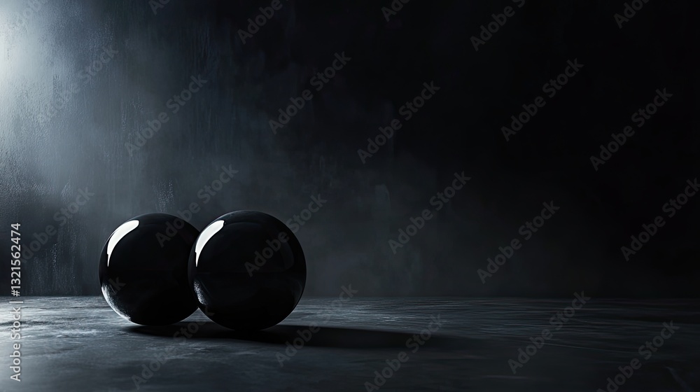 Poster moody black studio background with diffused rim lighting and shadow depth for artistic product visua