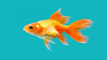 Goldfish against teal background
